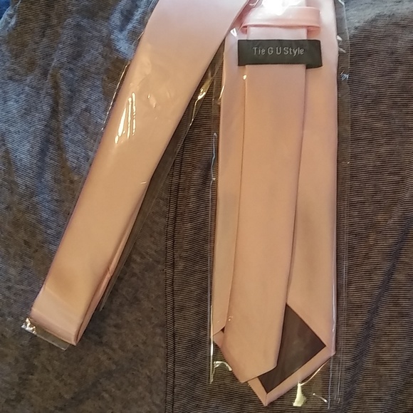 👔Men's Tie G U Style Neck tie & Pocket square set Blush pink - Picture 5 of 5